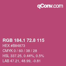 カラーコード: RGB 184.1 72.8 115 | qconv.com