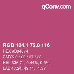カラーコード: RGB 184.1 72.8 116 | qconv.com