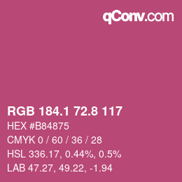 カラーコード: RGB 184.1 72.8 117 | qconv.com