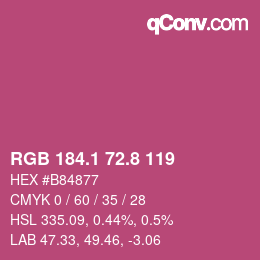 カラーコード: RGB 184.1 72.8 119 | qconv.com