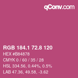 カラーコード: RGB 184.1 72.8 120 | qconv.com