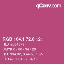 カラーコード: RGB 184.1 72.8 121 | qconv.com