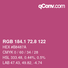 カラーコード: RGB 184.1 72.8 122 | qconv.com