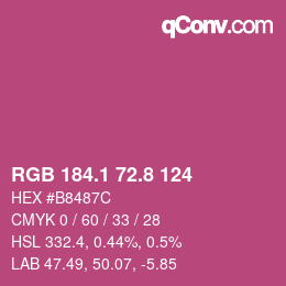 カラーコード: RGB 184.1 72.8 124 | qconv.com