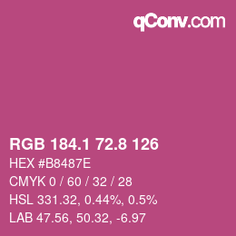 カラーコード: RGB 184.1 72.8 126 | qconv.com