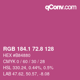 カラーコード: RGB 184.1 72.8 128 | qconv.com