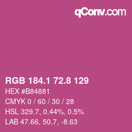 カラーコード: RGB 184.1 72.8 129 | qconv.com