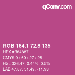 カラーコード: RGB 184.1 72.8 135 | qconv.com