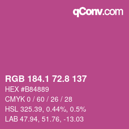カラーコード: RGB 184.1 72.8 137 | qconv.com