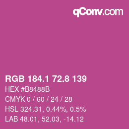 カラーコード: RGB 184.1 72.8 139 | qconv.com