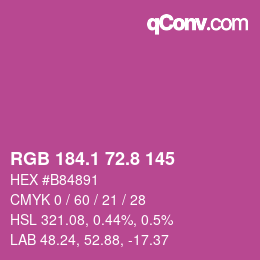 カラーコード: RGB 184.1 72.8 145 | qconv.com