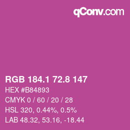 カラーコード: RGB 184.1 72.8 147 | qconv.com