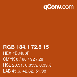 カラーコード: RGB 184.1 72.8 15 | qconv.com