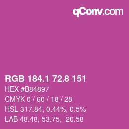 カラーコード: RGB 184.1 72.8 151 | qconv.com