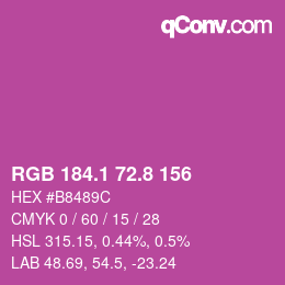 カラーコード: RGB 184.1 72.8 156 | qconv.com