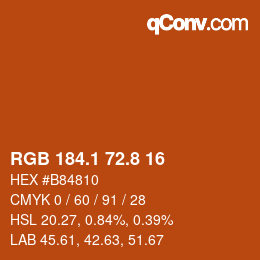 Color code: RGB 184.1 72.8 16 | qconv.com