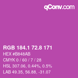 カラーコード: RGB 184.1 72.8 171 | qconv.com