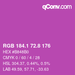 カラーコード: RGB 184.1 72.8 176 | qconv.com