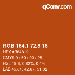 Color code: RGB 184.1 72.8 18 | qconv.com