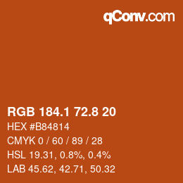 カラーコード: RGB 184.1 72.8 20 | qconv.com