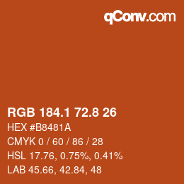 Color code: RGB 184.1 72.8 26 | qconv.com