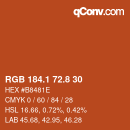 カラーコード: RGB 184.1 72.8 30 | qconv.com