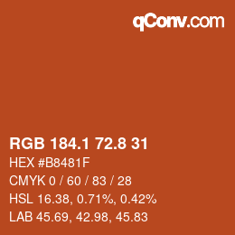Farbcode: RGB 184.1 72.8 31 | qconv.com
