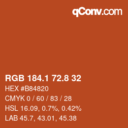 Color code: RGB 184.1 72.8 32 | qconv.com