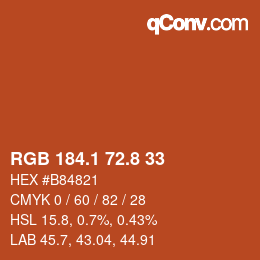 Farbcode: RGB 184.1 72.8 33 | qconv.com