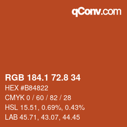 カラーコード: RGB 184.1 72.8 34 | qconv.com
