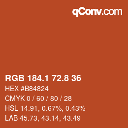 Color code: RGB 184.1 72.8 36 | qconv.com