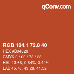カラーコード: RGB 184.1 72.8 40 | qconv.com