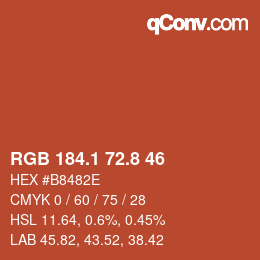 Color code: RGB 184.1 72.8 46 | qconv.com