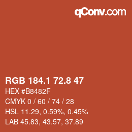 Color code: RGB 184.1 72.8 47 | qconv.com