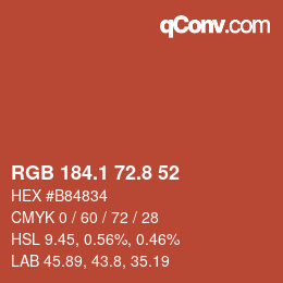 Color code: RGB 184.1 72.8 52 | qconv.com