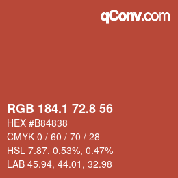 Color code: RGB 184.1 72.8 56 | qconv.com