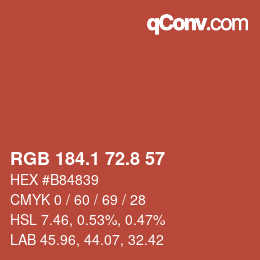 Color code: RGB 184.1 72.8 57 | qconv.com
