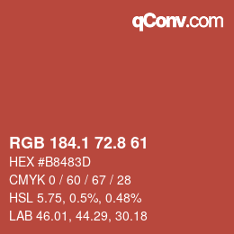 Color code: RGB 184.1 72.8 61 | qconv.com