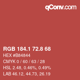 カラーコード: RGB 184.1 72.8 68 | qconv.com