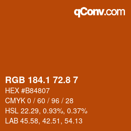 Farbcode: RGB 184.1 72.8 7 | qconv.com
