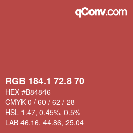 カラーコード: RGB 184.1 72.8 70 | qconv.com