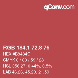 Color code: RGB 184.1 72.8 76 | qconv.com