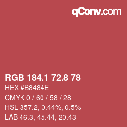 カラーコード: RGB 184.1 72.8 78 | qconv.com
