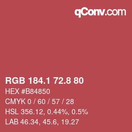 カラーコード: RGB 184.1 72.8 80 | qconv.com