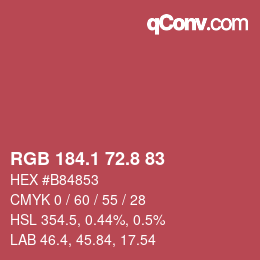 カラーコード: RGB 184.1 72.8 83 | qconv.com