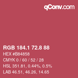 カラーコード: RGB 184.1 72.8 88 | qconv.com