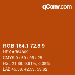 Farbcode: RGB 184.1 72.8 9 | qconv.com