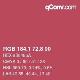 カラーコード: RGB 184.1 72.8 90 | qconv.com