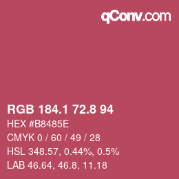 カラーコード: RGB 184.1 72.8 94 | qconv.com