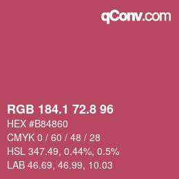 カラーコード: RGB 184.1 72.8 96 | qconv.com